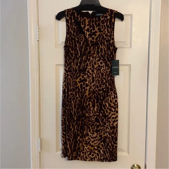 Ralph Lauren Leopard Print Keyhole Midi Dress - Picture 8 of 8